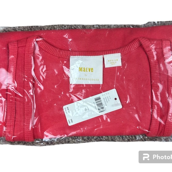 Maeve Racerback Tank Ribbed Square Neck Red - Picture 5 of 5